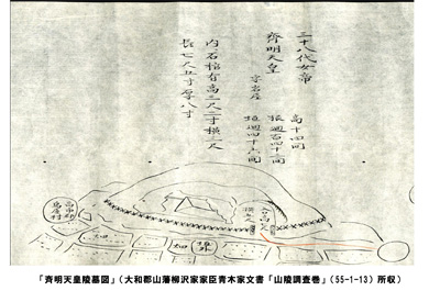 「斉明天皇陵墓図」（大和郡山藩柳沢家家臣青木家文書「山陵調査巻」