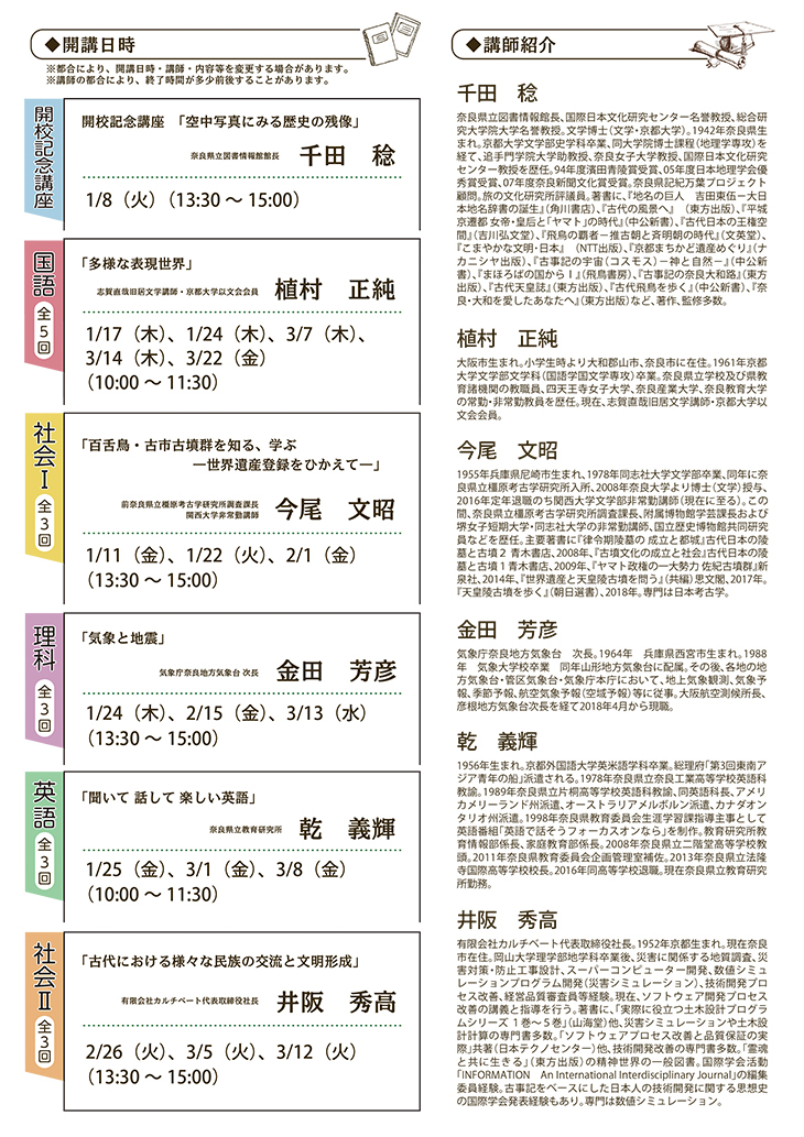 学び直し講座「図書館学校」平成30年度 第3期、フライヤー