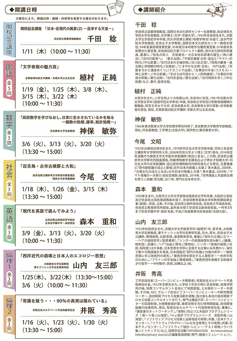 学び直し講座「図書館学校」平成29年度 第3期、フライヤー