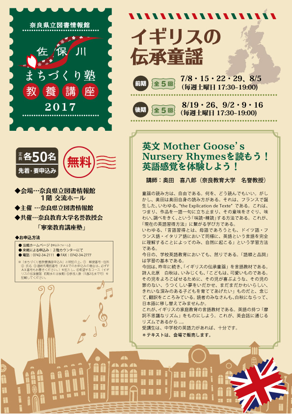 佐保川まちづくり塾教養講座2017後期、フライヤー